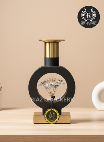 KC BLACK GOLD CRYSTAL VASE