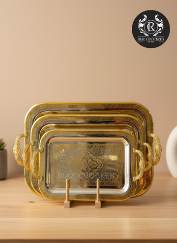 ONE MORE GOLDEN 3-PCS TRAY SET
