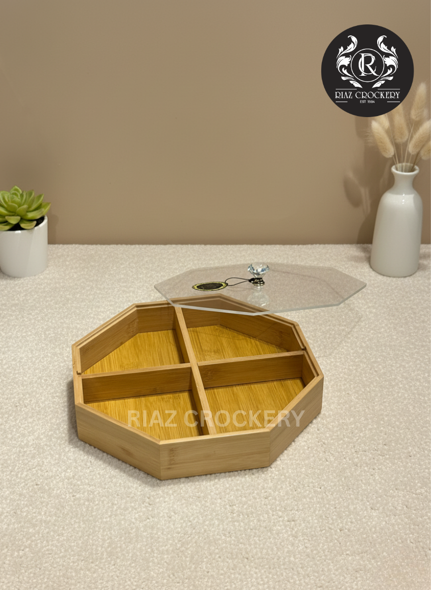 BAMBOO DRY FRUIT TRAY 4-POT
