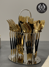MORE & MORE GOLDEN STAND CUTLERY SET 24-PCS