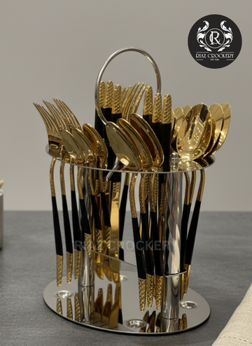 MORE & MORE GOLDEN STAND CUTLERY SET 24-PCS