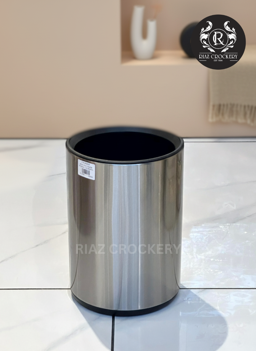 BLACK STEEL ROUND DUSTBIN