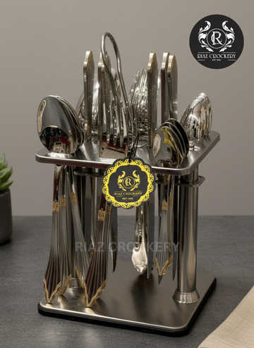 AYD 24-PCS STEEL STAND CUTLERY SET