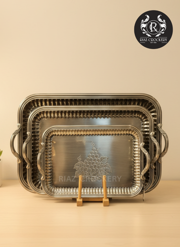 ONE MORE GRAPES STEEL 3-PCS TRAY SET