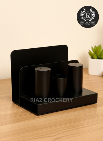 SHENGYA STEEL CRUET SET + NAPKIN HOLDER